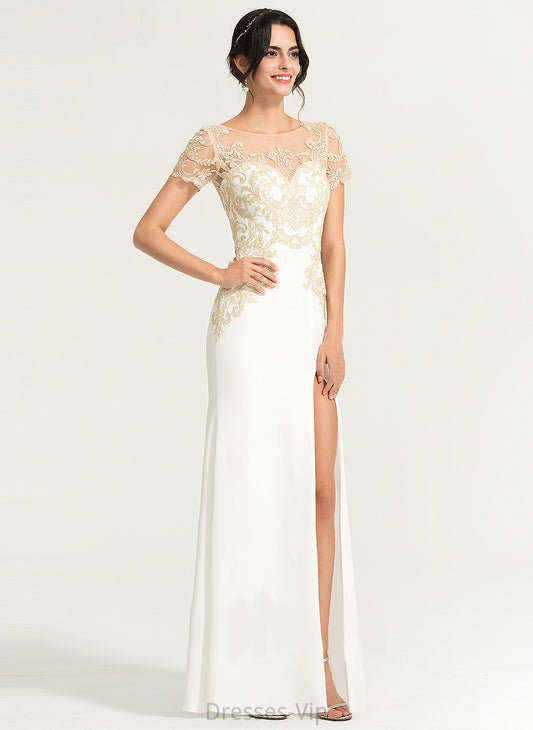 Dress Wedding Dresses Aimee Floor-Length Lace Sheath/Column Wedding Crepe Stretch Scoop