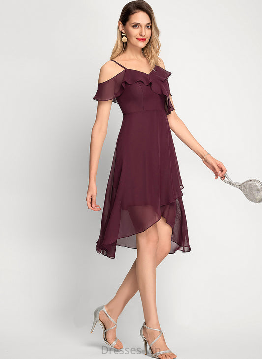 Cocktail Dresses Dress Chiffon Cocktail Elle Asymmetrical A-Line Off-the-Shoulder