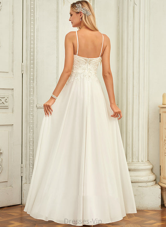 A-Line Wedding Alexandra Dress Chiffon Wedding Dresses Floor-Length Lace Scoop