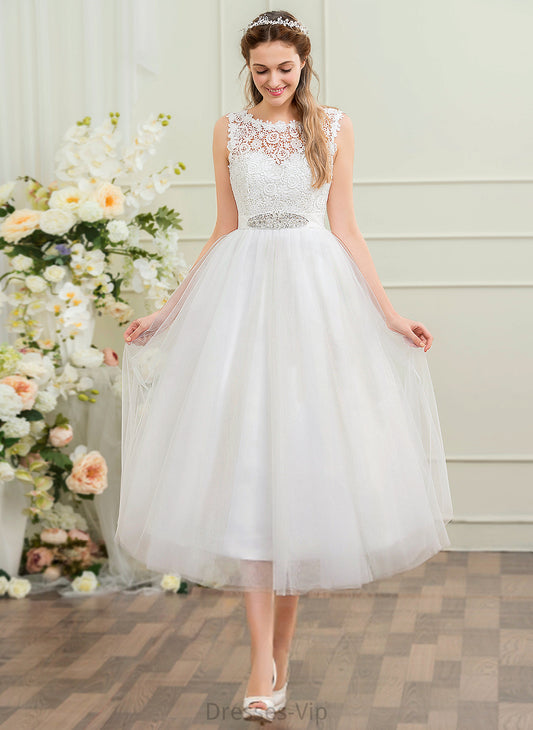 Beading Wedding Satin Lace Ball-Gown/Princess Dress Sequins Salome With Tea-Length Wedding Dresses Tulle