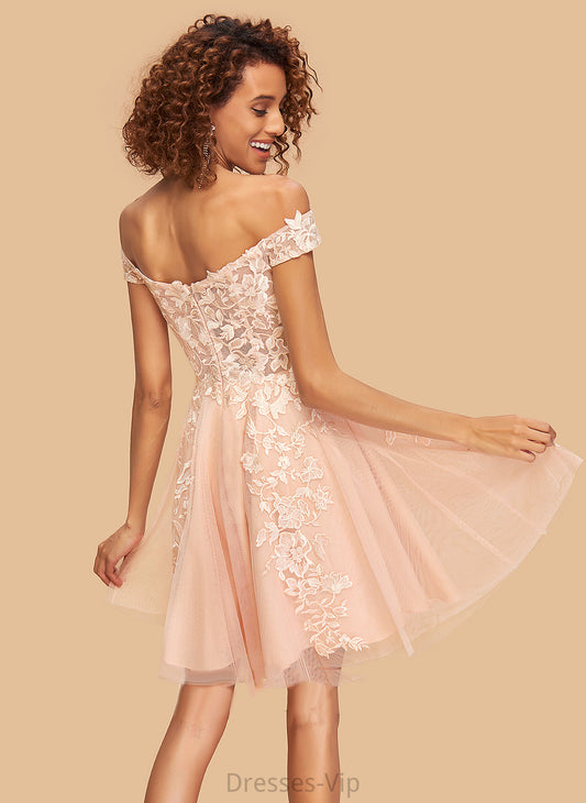 Short/Mini A-Line Homecoming Dresses Dress Homecoming Marianna Off-the-Shoulder Tulle With Lace