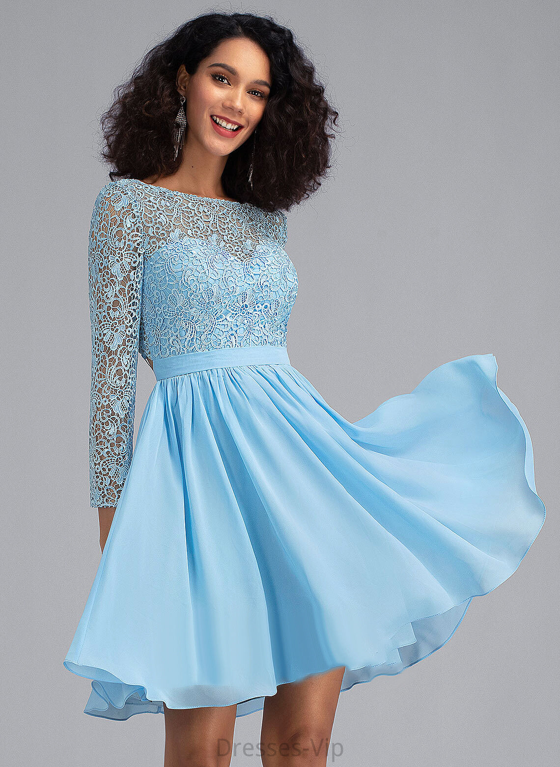 Neck Homecoming Dresses Scoop With Hadassah Dress A-Line Lace Homecoming Short/Mini Chiffon