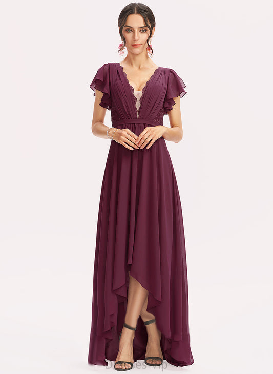 Dress Asymmetrical Ruffles With Chiffon A-Line Sadie Cascading Cocktail Cocktail Dresses Lace V-neck