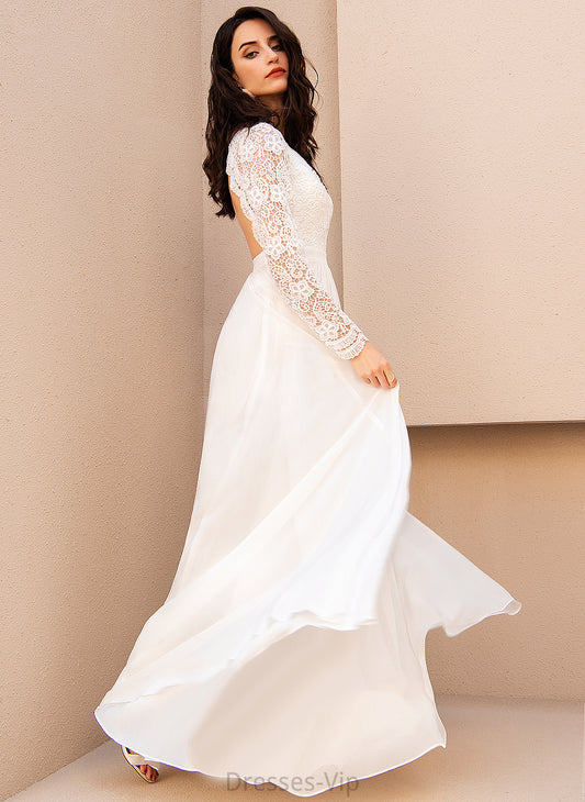 Wedding Dresses Simone Lace Floor-Length A-Line Chiffon Wedding Dress V-neck