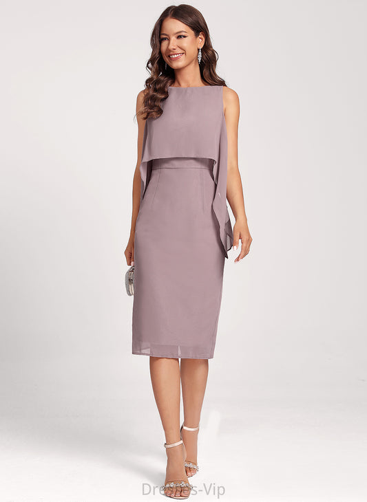 Scoop Chiffon Cocktail Sheath/Column Knee-Length Joyce Dress Neck Club Dresses