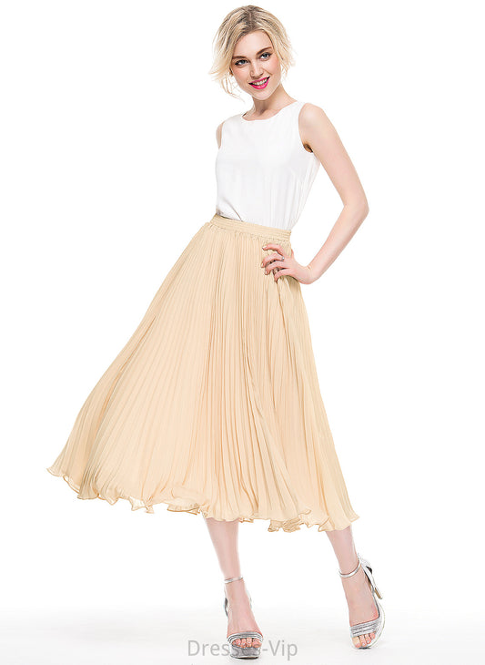 Tea-Length Skirt Cocktail A-Line/Princess With Chiffon Pleated Cocktail Dresses Mckinley