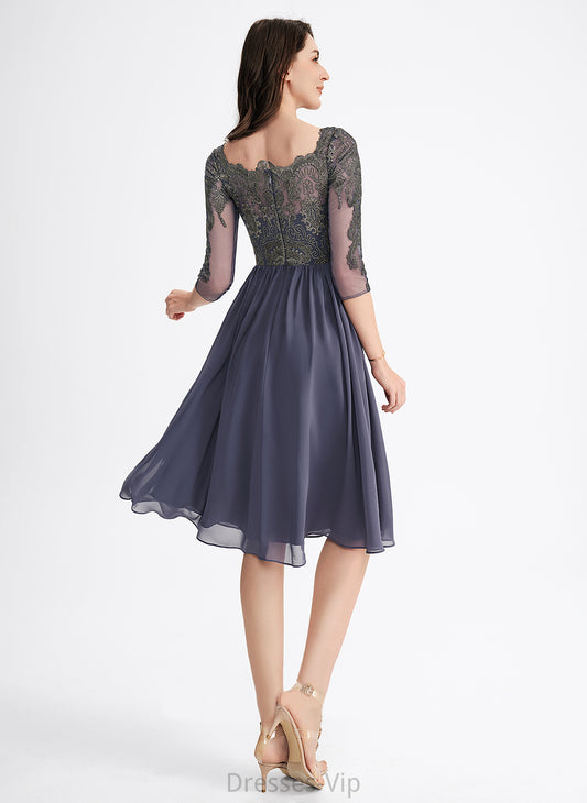 Square Knee-Length Kendra Lace Dress With Chiffon Lace Cocktail Dresses A-Line Cocktail Neckline