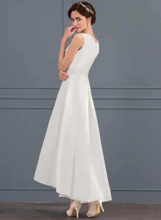 Square Wedding Satin Wedding Dresses Asymmetrical Ingrid Dress A-Line