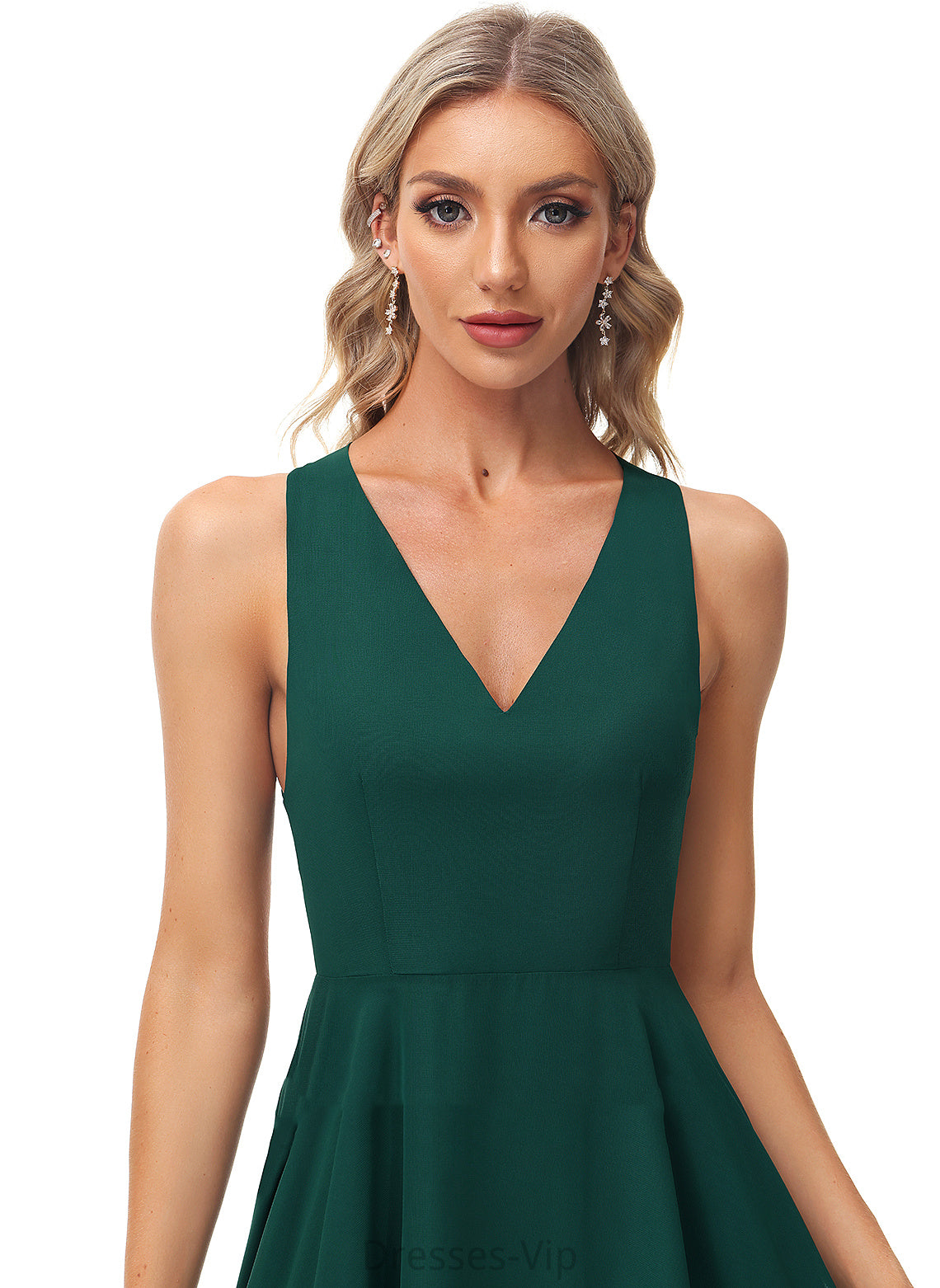 Cocktail A-Line V-neck Cocktail Dresses Chiffon Rhianna Knee-Length Dress