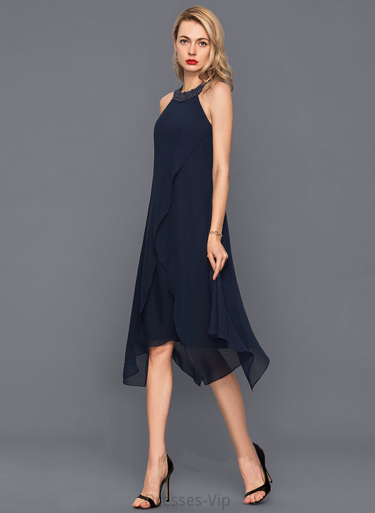 Meg Scoop Asymmetrical Dress Neck With Beading Chiffon Cocktail Dresses A-Line Cocktail