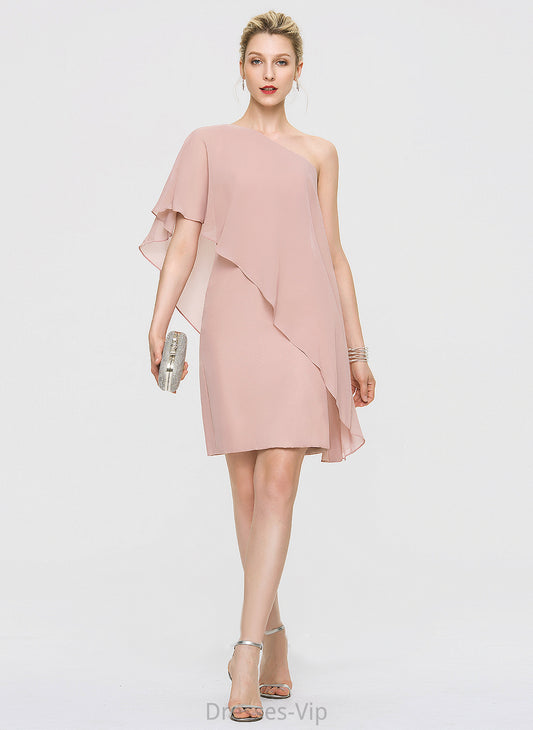 Annie Ruffles Cocktail One-Shoulder Dress Cocktail Dresses Sheath/Column Cascading Chiffon With Knee-Length