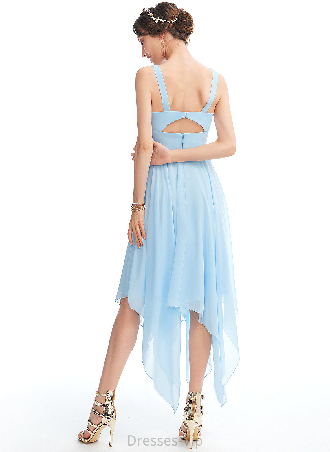 Ruffle With Chiffon Cocktail Dresses Dress Asymmetrical Cocktail Evie A-Line V-neck