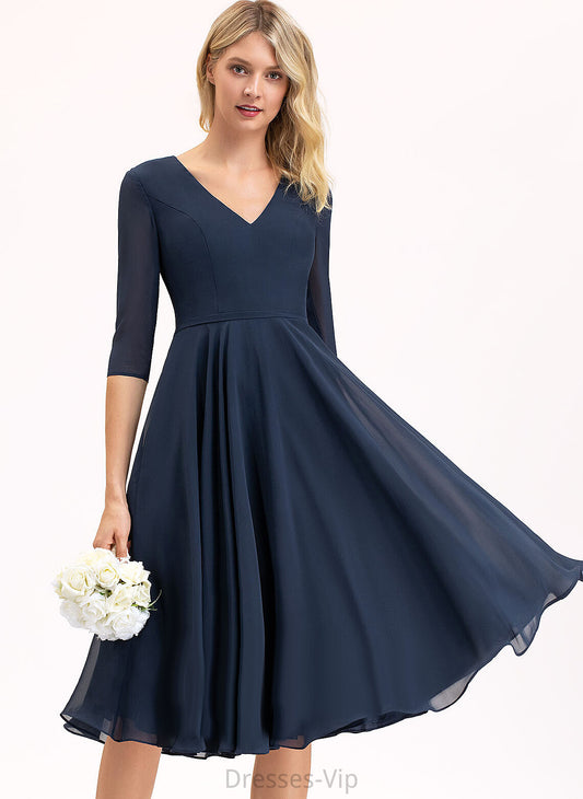 Cocktail Belinda Knee-Length With Dress Pockets Chiffon Cocktail Dresses A-Line V-neck