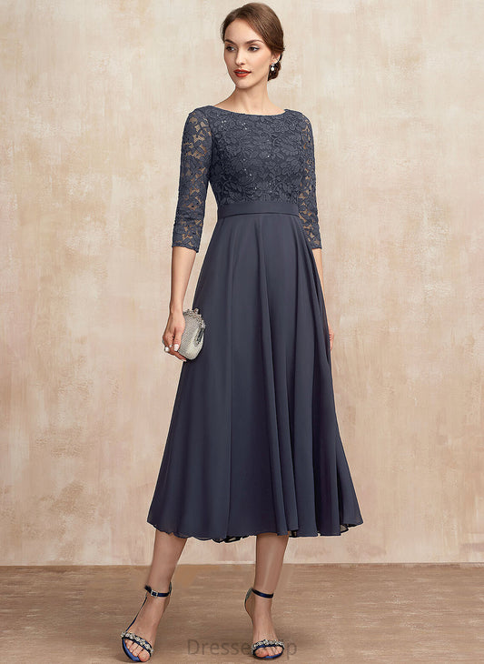 Tea-Length With A-Line Cocktail Scoop Neck Chiffon Kaylyn Sequins Dress Cocktail Dresses Lace