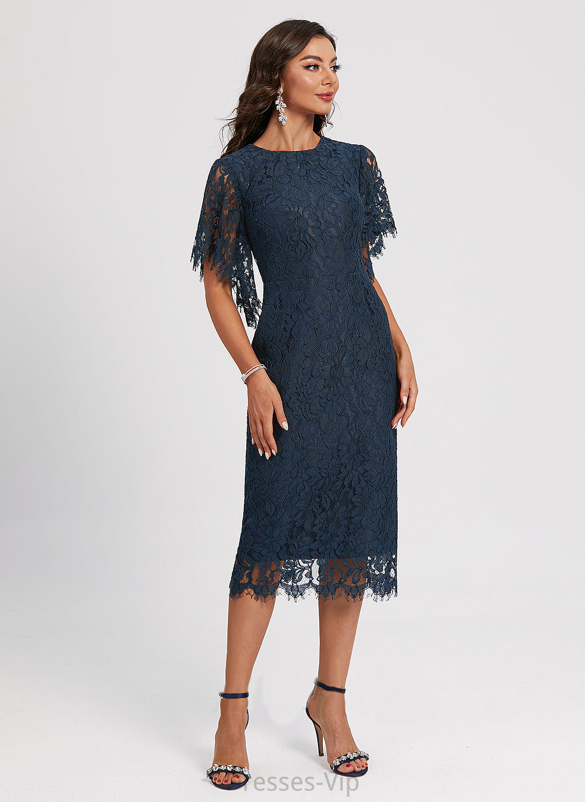 Dress Ayla Neck Knee-Length Cocktail Dresses Sheath/Column Cocktail Lace Scoop