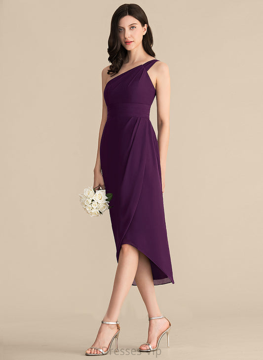 Dress One-Shoulder Asymmetrical Chiffon Cocktail Ruffle Sheath/Column Izabelle With Cocktail Dresses