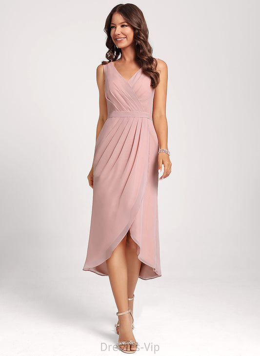 V-neck Dress Emilie Club Dresses Sheath/Column Asymmetrical Chiffon Cocktail