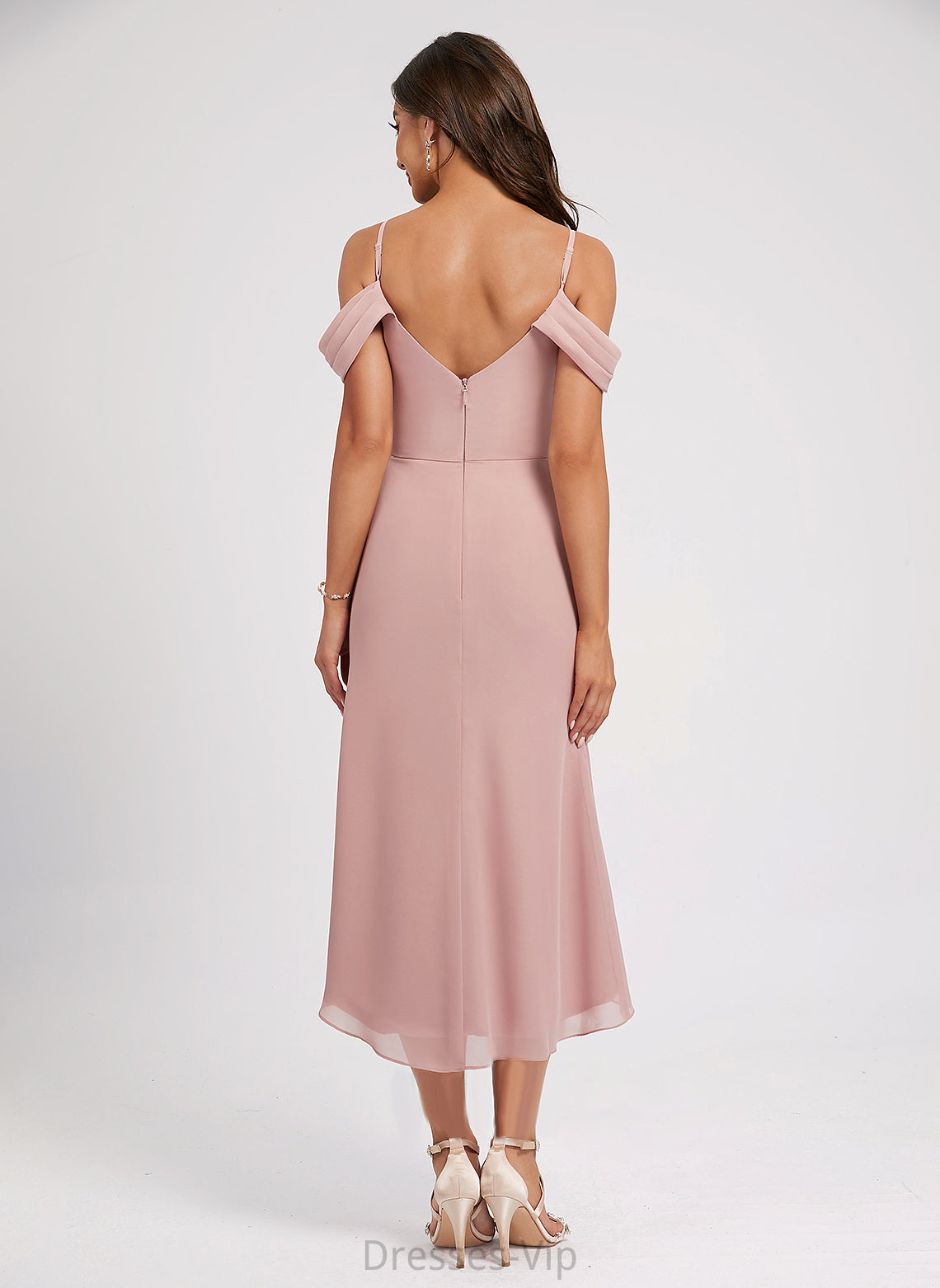 Harmony Split Dress Pleated Cocktail With V-neck Cocktail Dresses Sheath/Column Chiffon Front Asymmetrical