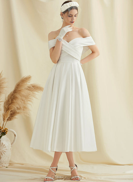 Wedding Dresses Satin A-Line Dress Maureen Tea-Length Wedding