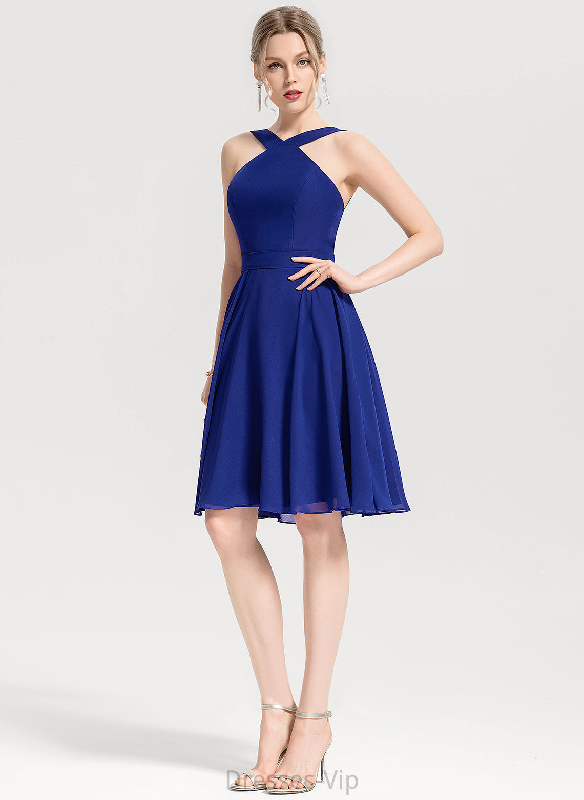 V-neck Dress A-Line Knee-Length Chiffon Cocktail Dresses Laylah Cocktail