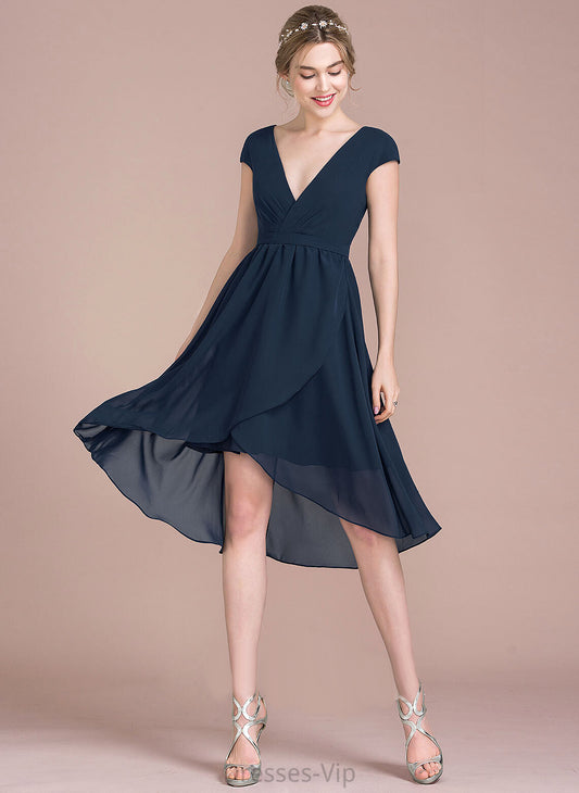 A-Line V-neck Chiffon Reagan Cocktail Dresses Cocktail Asymmetrical Dress