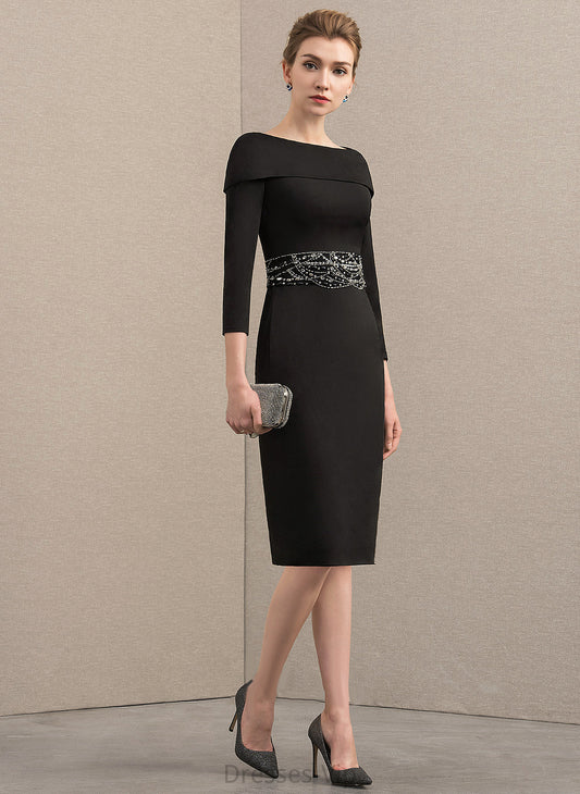 Knee-Length Jersey With Off-the-Shoulder Chloe Sheath/Column Dress Sequins Beading Cocktail Cocktail Dresses