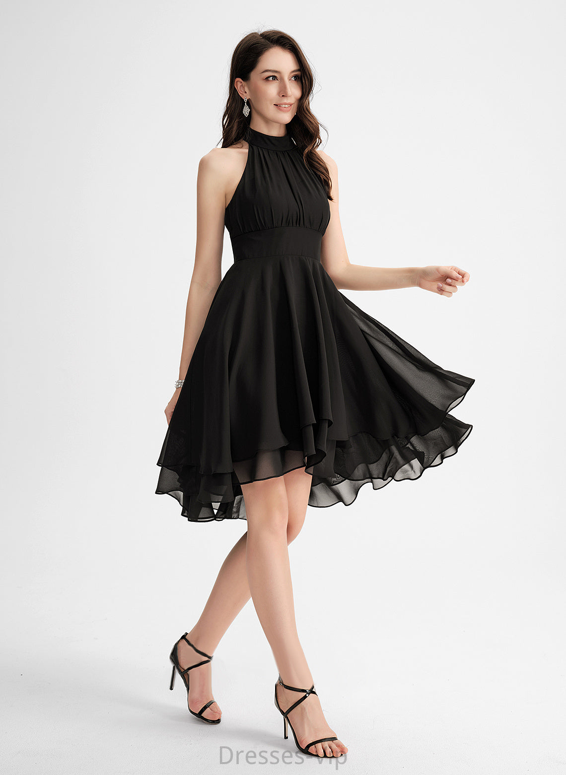 Megan Chiffon With Cocktail Pleated Cocktail Dresses Scoop Neck A-Line Dress Asymmetrical