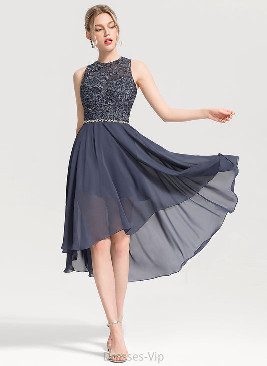 Asymmetrical Roberta Beading A-Line Scoop Lace Cocktail Neck With Dress Cocktail Dresses Chiffon