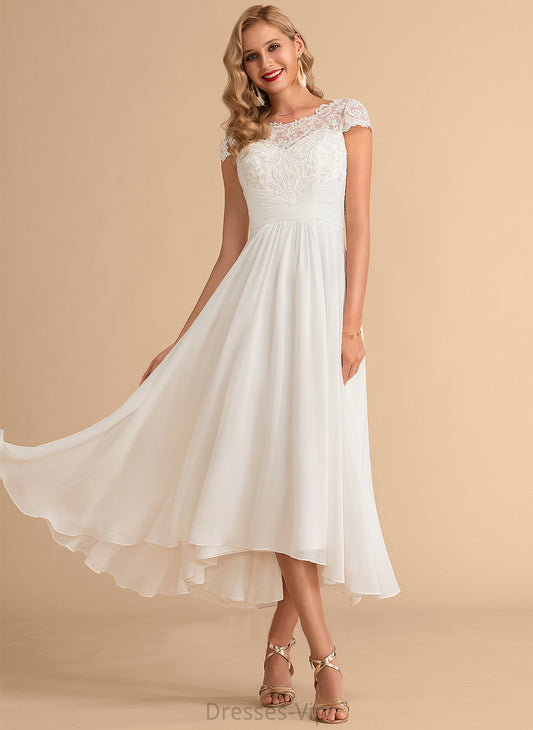 Amy Asymmetrical A-Line Scoop Lace Dress Chiffon Wedding Wedding Dresses