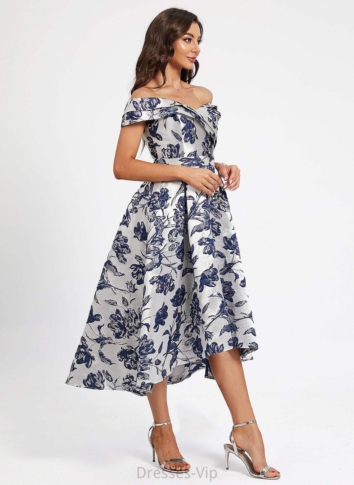 Flower(s) Dress With A-Line Cocktail Dresses Off-the-Shoulder Asymmetrical Satin Cocktail Ayla