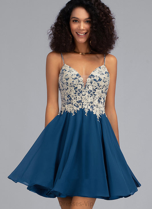 Arianna Dress Homecoming Lace With Short/Mini Beading Homecoming Dresses V-neck Chiffon A-Line