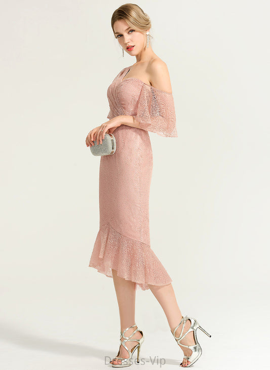 Cocktail One-Shoulder Trumpet/Mermaid Lace Cocktail Dresses Asymmetrical Dress Josie