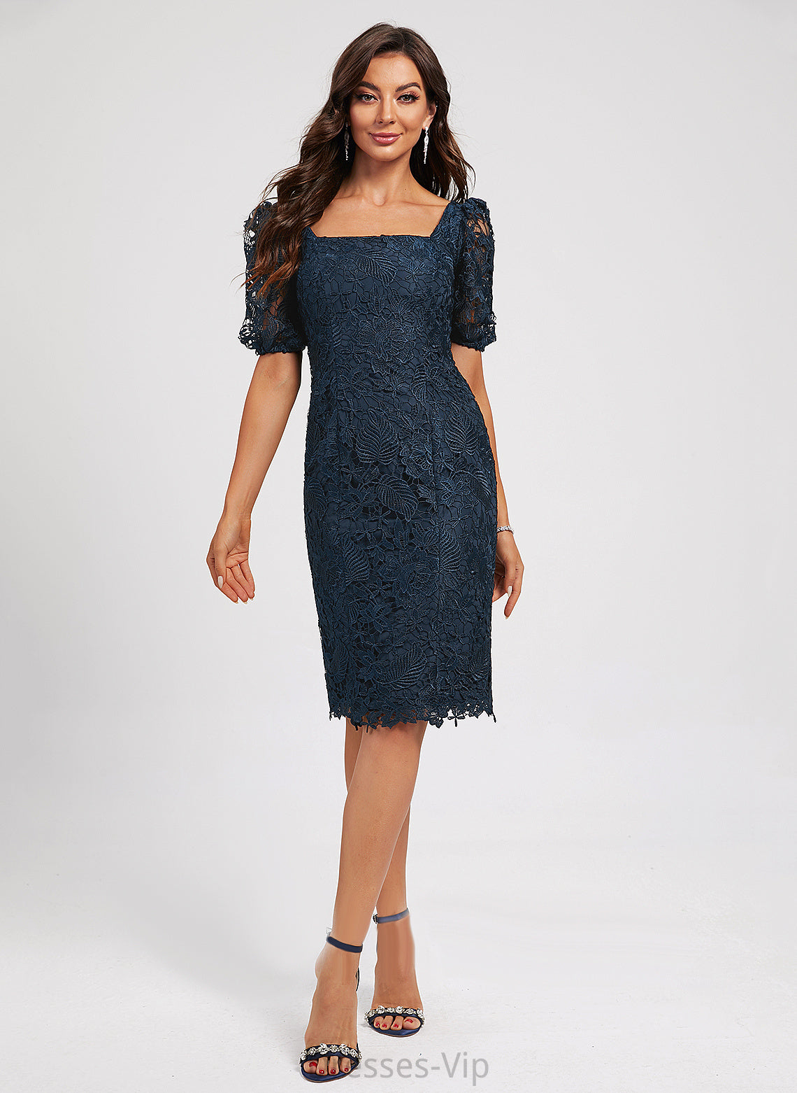 Dress Knee-Length Sheath/Column Lace Cocktail Dresses Karlee Neckline With Square Cocktail Lace