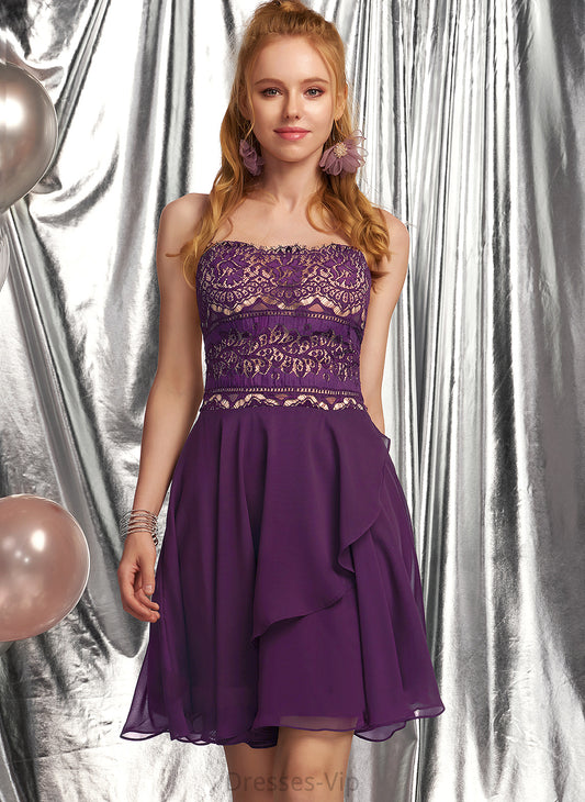 Homecoming Chiffon Dress Lace Jill Short/Mini Square With A-Line Neckline Homecoming Dresses