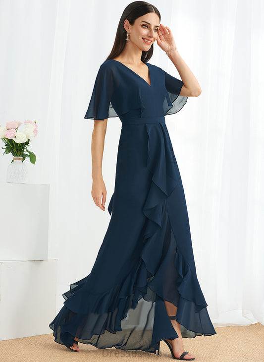 A-Line V-neck Split Cocktail Dresses Dress Ashanti With Front Cocktail Asymmetrical Chiffon