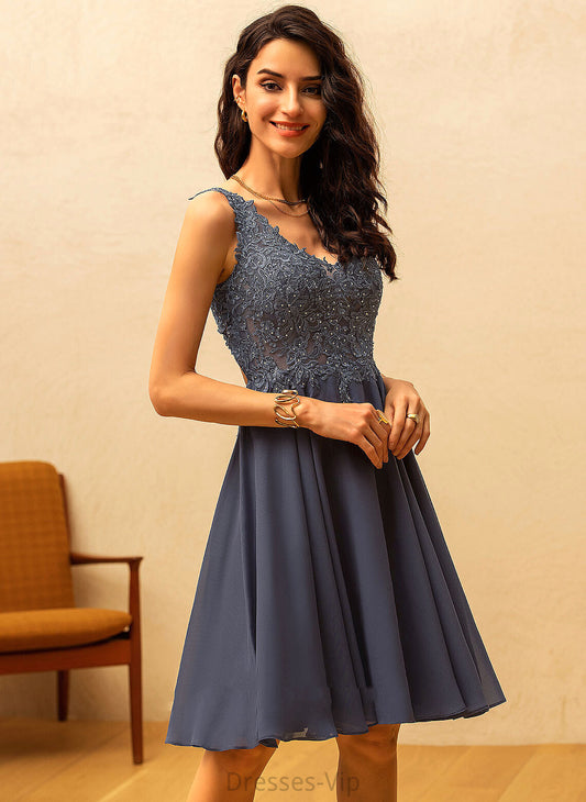 Dress A-Line Beading With Chiffon V-neck Lace Homecoming Dresses Homecoming Rosalind Knee-Length