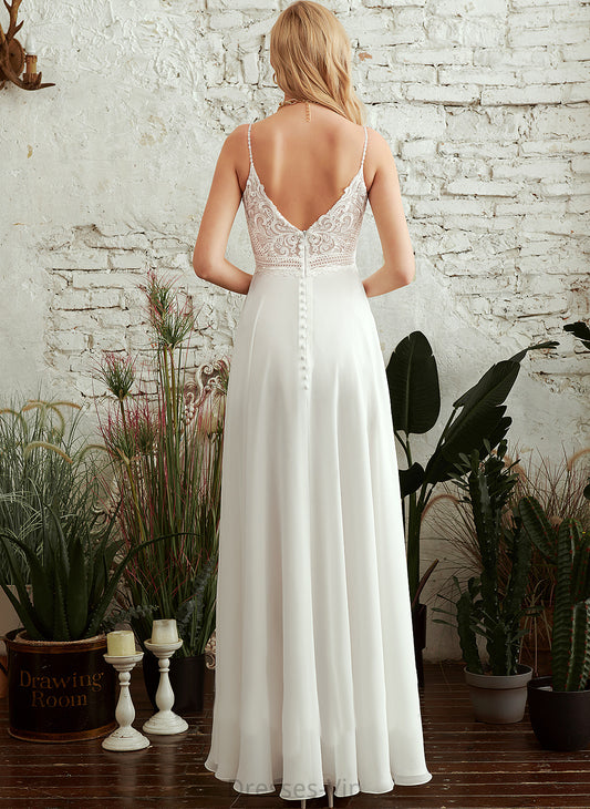 Charlize Dress A-Line Chiffon Floor-Length Lace V-neck Wedding Dresses Wedding