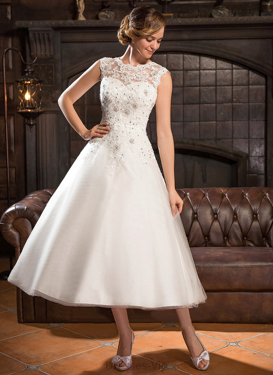 Ball-Gown/Princess Dress Wedding Dresses With Lace Beading Wedding Paityn Tea-Length Tulle Sequins