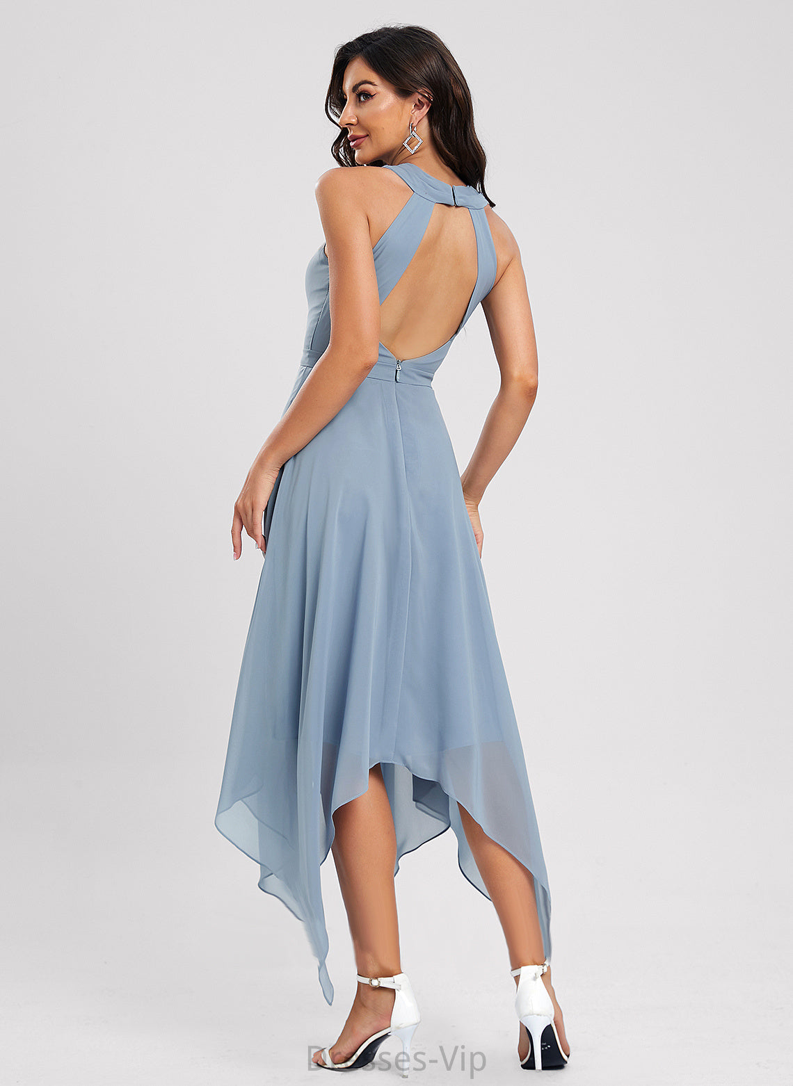 Cocktail V-neck Asymmetrical A-Line Dress Cocktail Dresses Kelly Chiffon