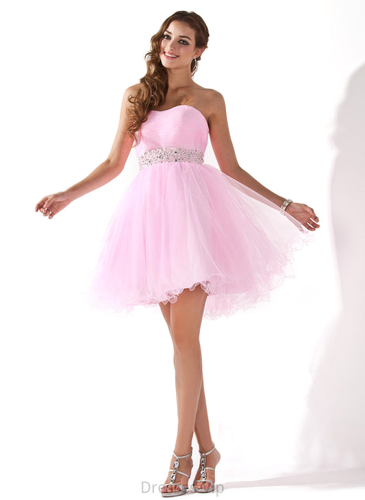 Homecoming Beading Eliana Short/Mini With Tulle Sweetheart A-Line Homecoming Dresses Dress Sequins