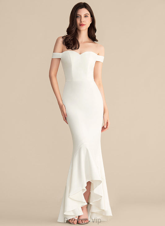 Ruffles Trumpet/Mermaid With Cascading Off-the-Shoulder Adriana Wedding Dresses Dress Wedding Asymmetrical