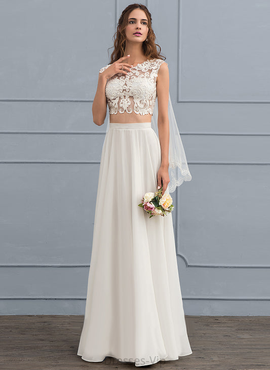 A-Line Beading Chiffon Dress Sequins Renee Wedding With Floor-Length Lace Wedding Dresses