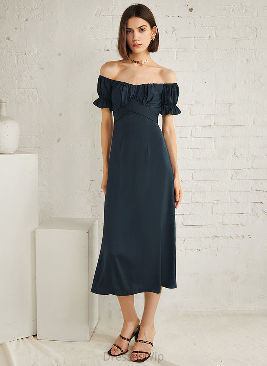 Diya Cotton Off-the-Shoulder A-Line Cocktail Dress Tea-Length Cocktail Dresses Blends