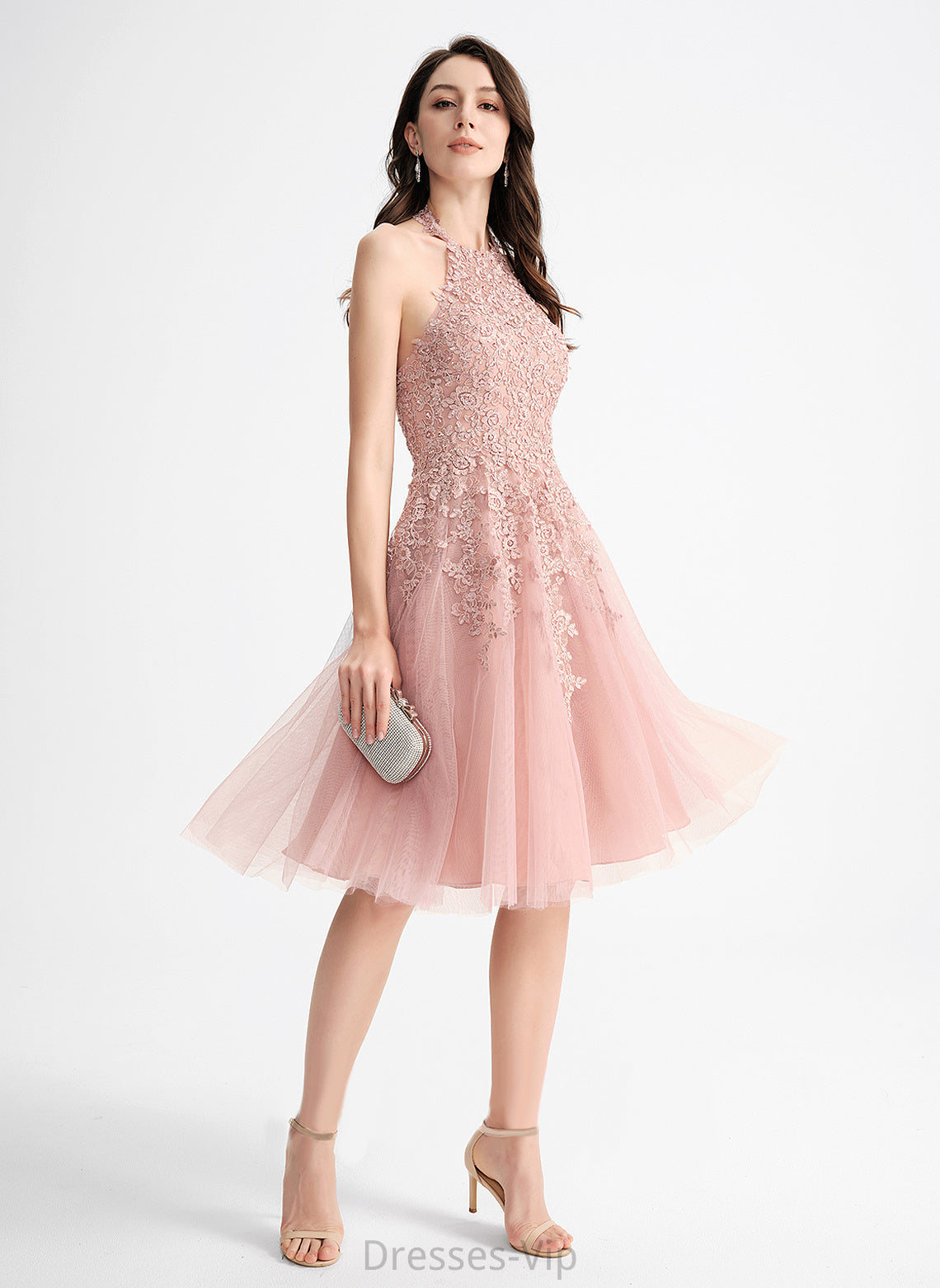 Laurel Knee-Length Dress Homecoming Tulle Neck Lace With Homecoming Dresses A-Line Scoop