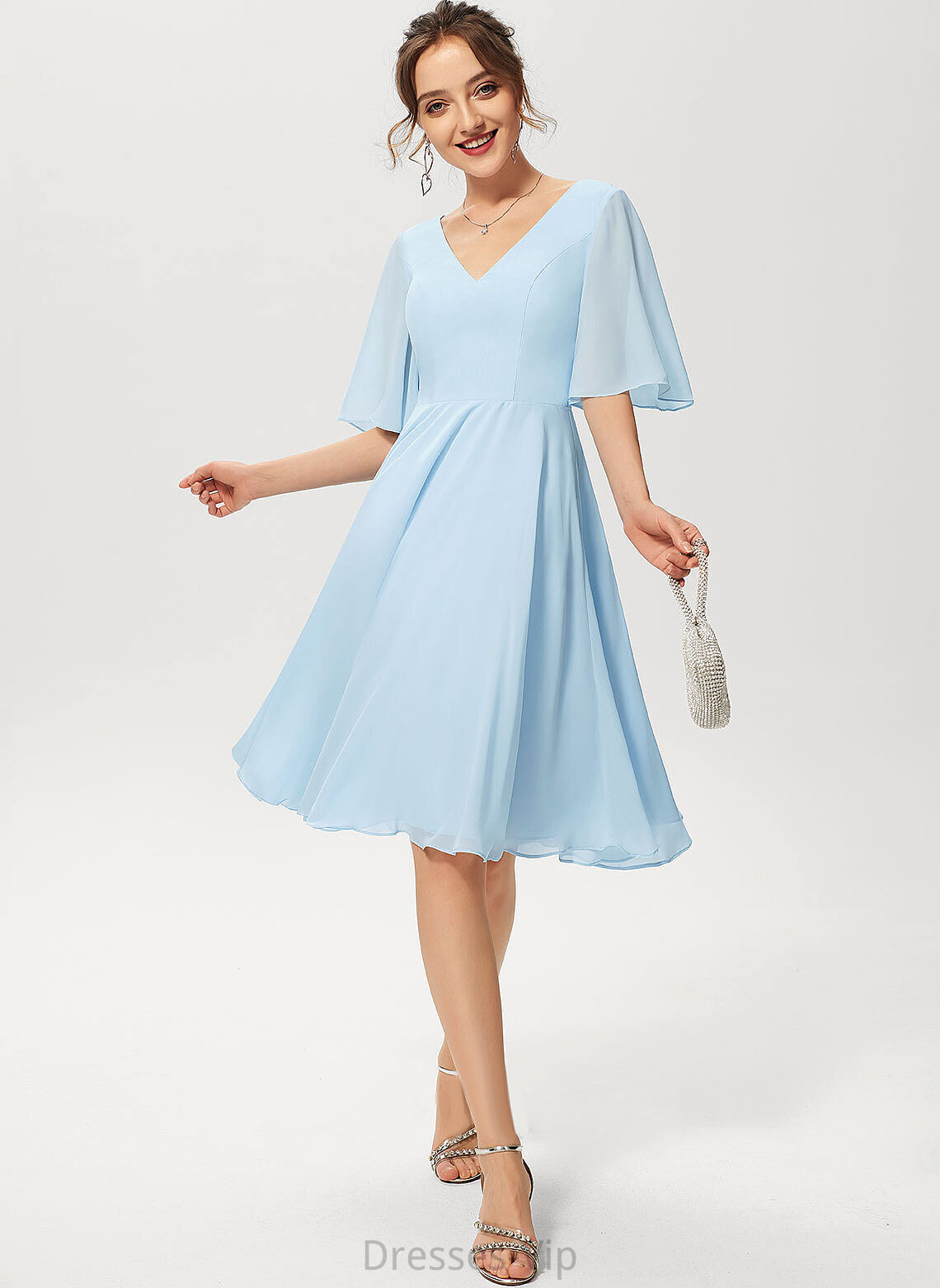 Cocktail Dresses Cocktail Dress Chiffon A-Line Nita Knee-Length V-neck