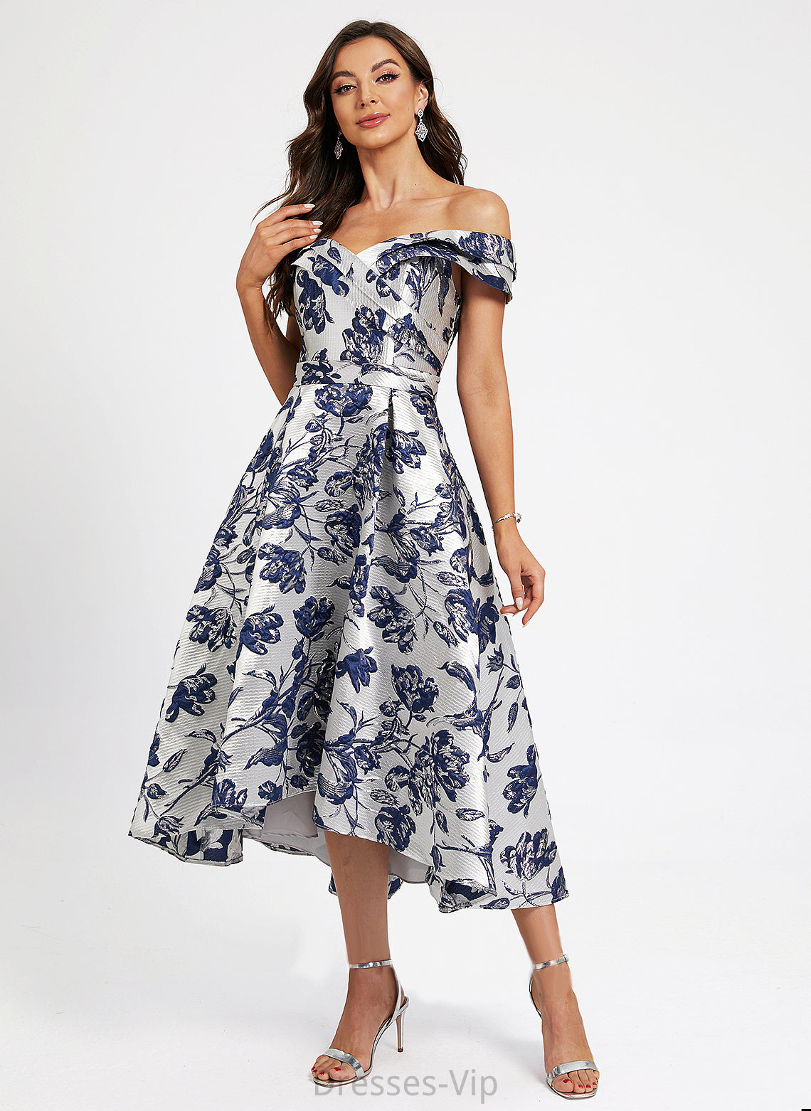 Flower(s) Dress With A-Line Cocktail Dresses Off-the-Shoulder Asymmetrical Satin Cocktail Ayla