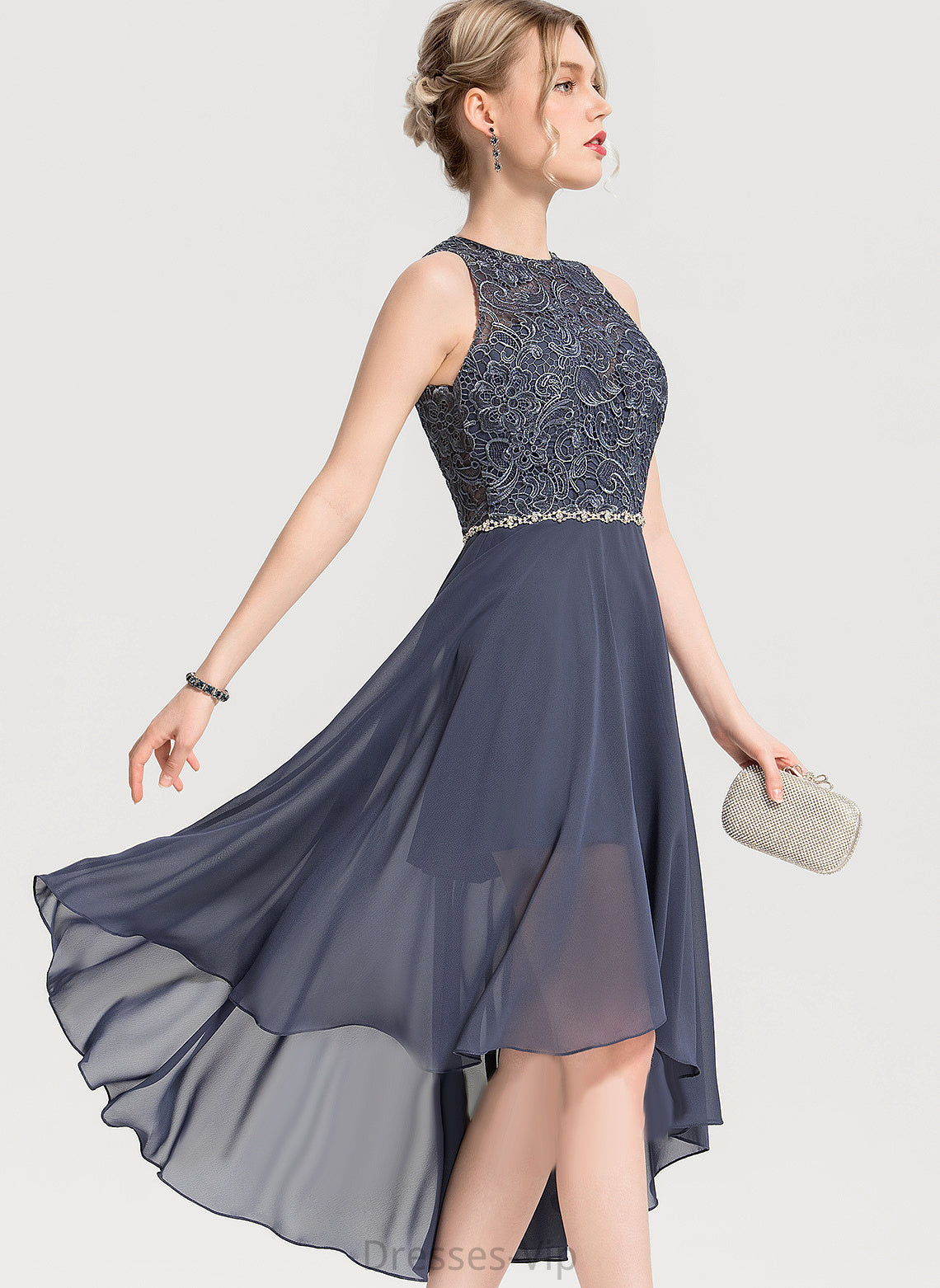 Asymmetrical Roberta Beading A-Line Scoop Lace Cocktail Neck With Dress Cocktail Dresses Chiffon