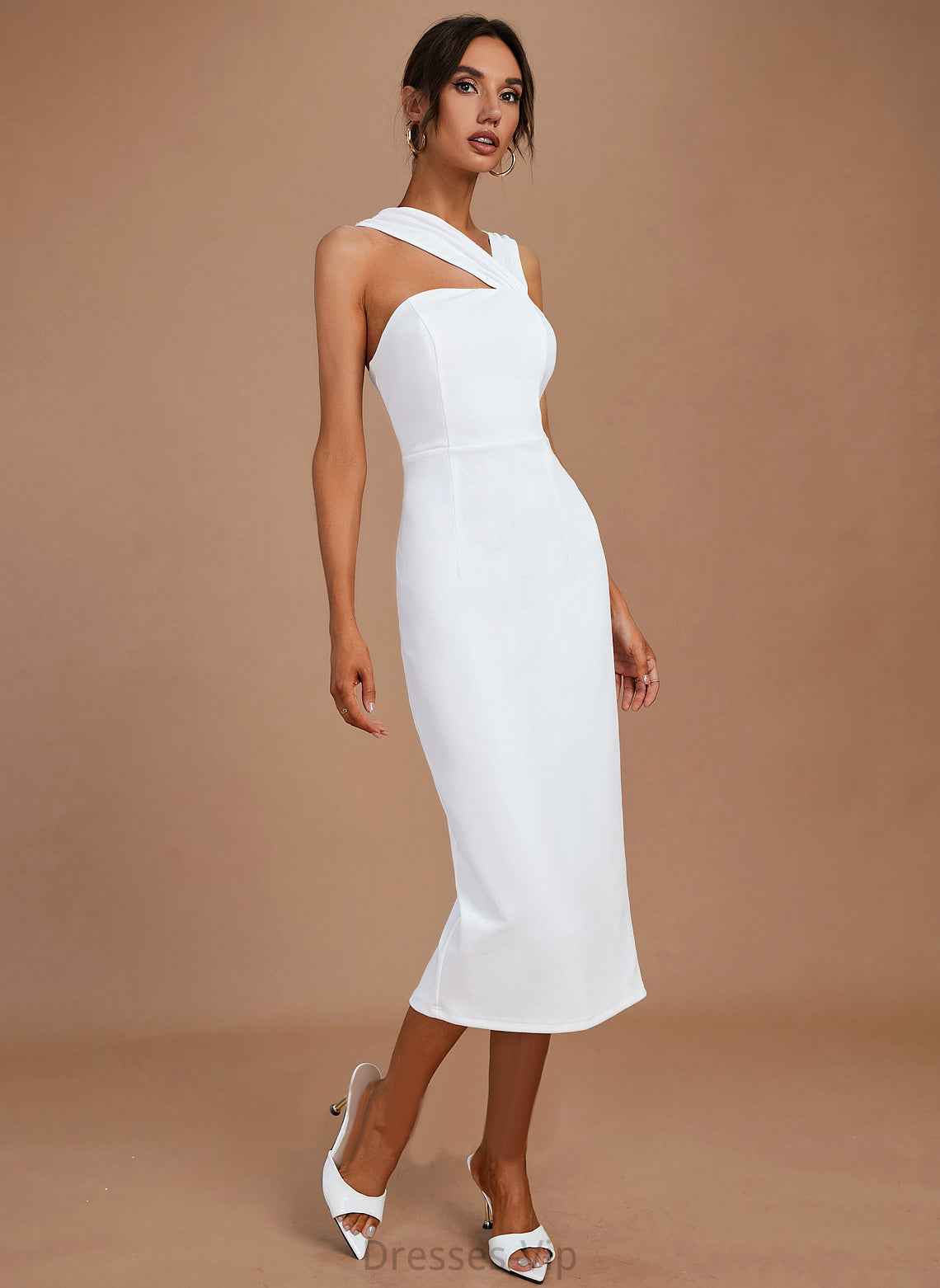 Blends Cotton Dress Leia Cocktail V-neck Cocktail Dresses Knee-Length