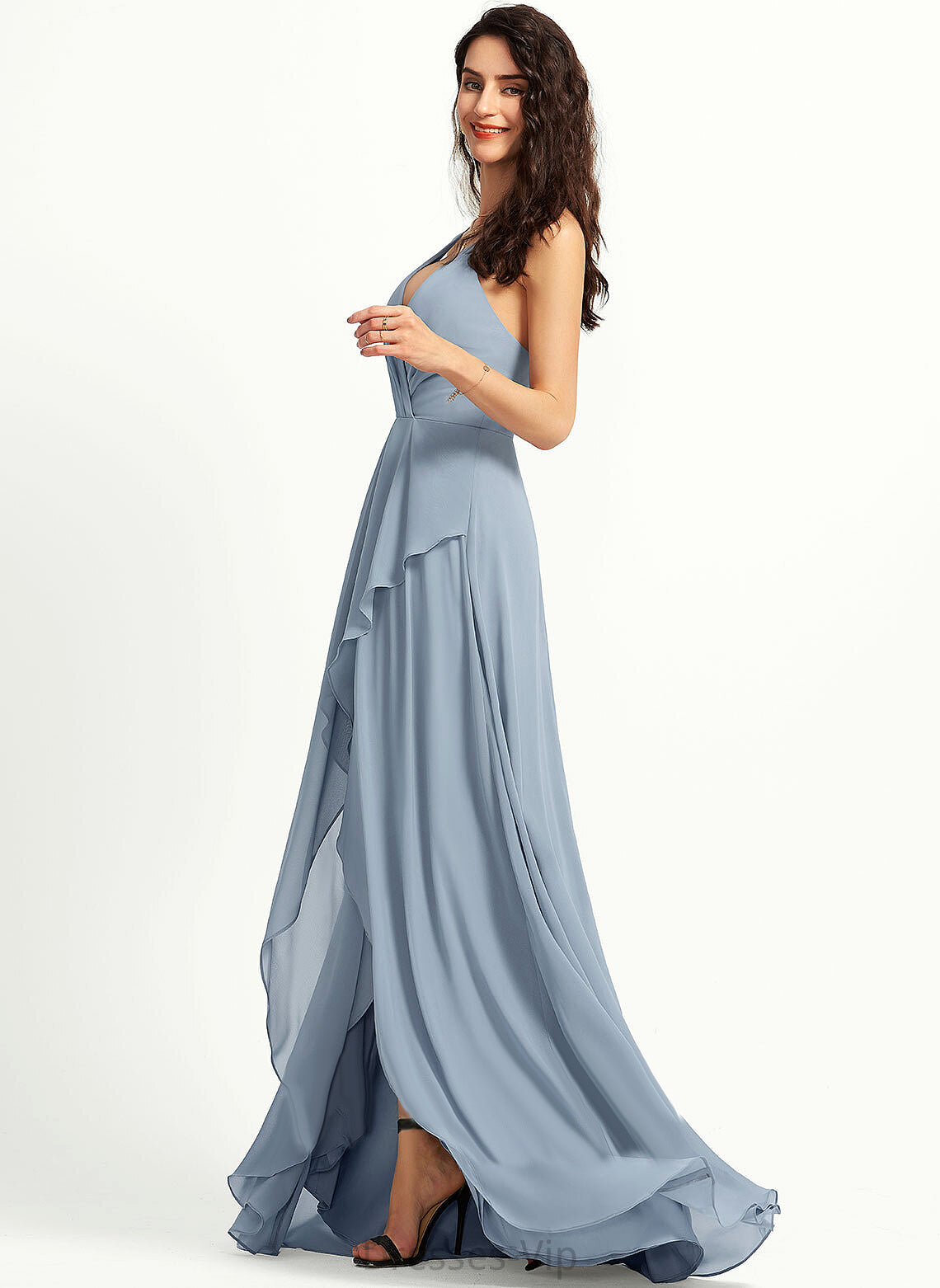 Cocktail Dresses A-Line V-neck Campbell Asymmetrical Dress Cocktail Chiffon