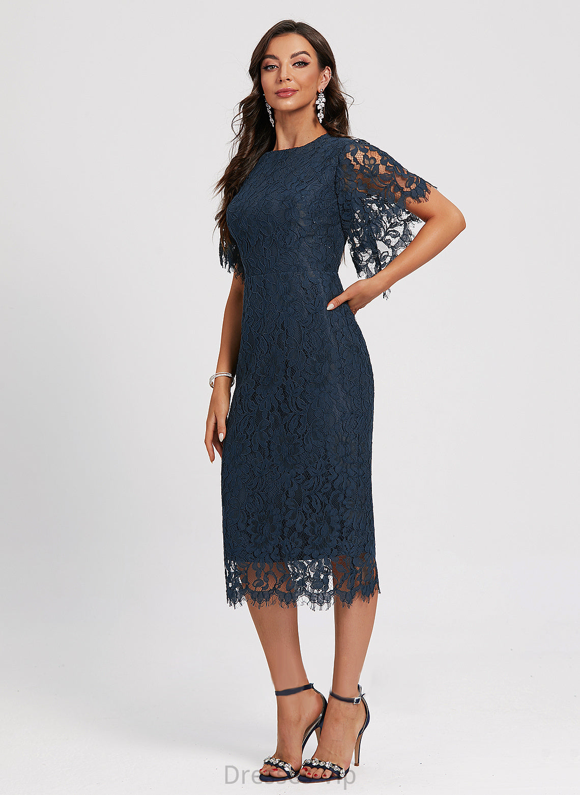 Dress Ayla Neck Knee-Length Cocktail Dresses Sheath/Column Cocktail Lace Scoop